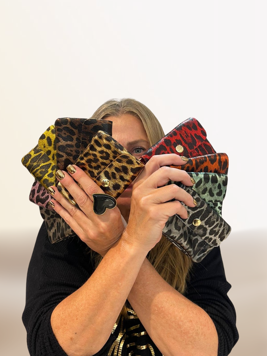 Monedero Piel Brillo Leopardo