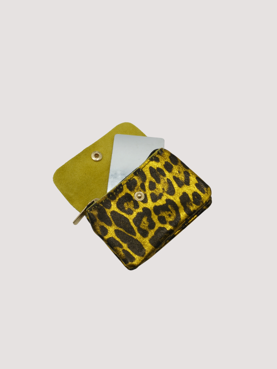 Monedero Piel Brillo Leopardo