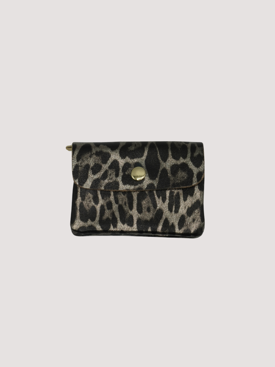 Monedero Piel Brillo Leopardo